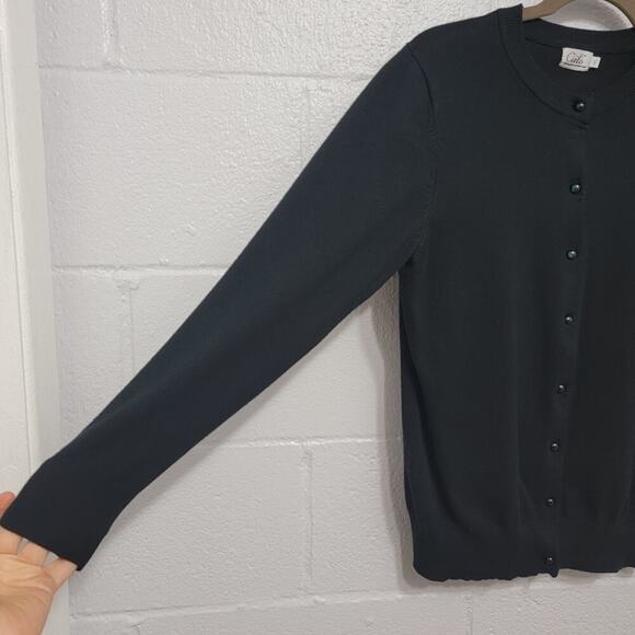 Cielo Black Cardigan 1x Minimalist Green Button Viscose Sweater 536 - Picture 5 of 12
